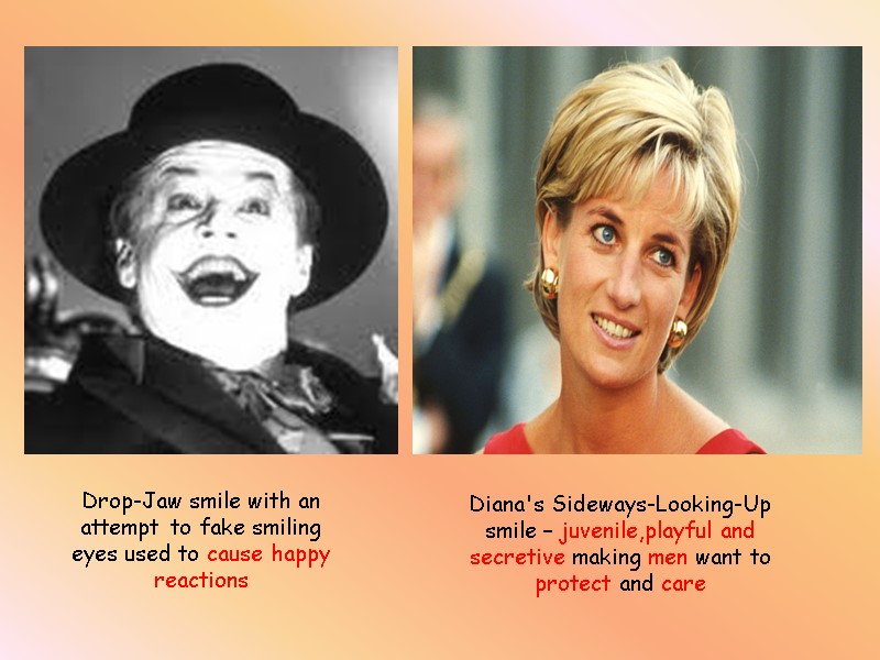 Drop-Jaw smile with an attempt to fake smiling eyes used to cause happy reactions